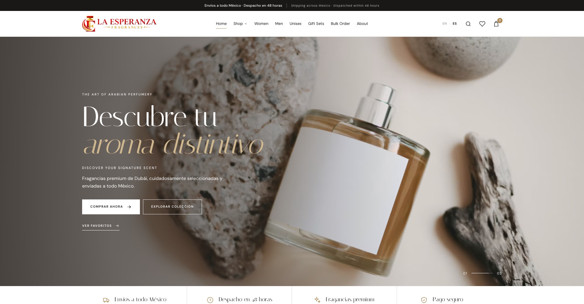 La Esperanza Fragrances — Bilingual Fragrance E-commerce Store screenshot