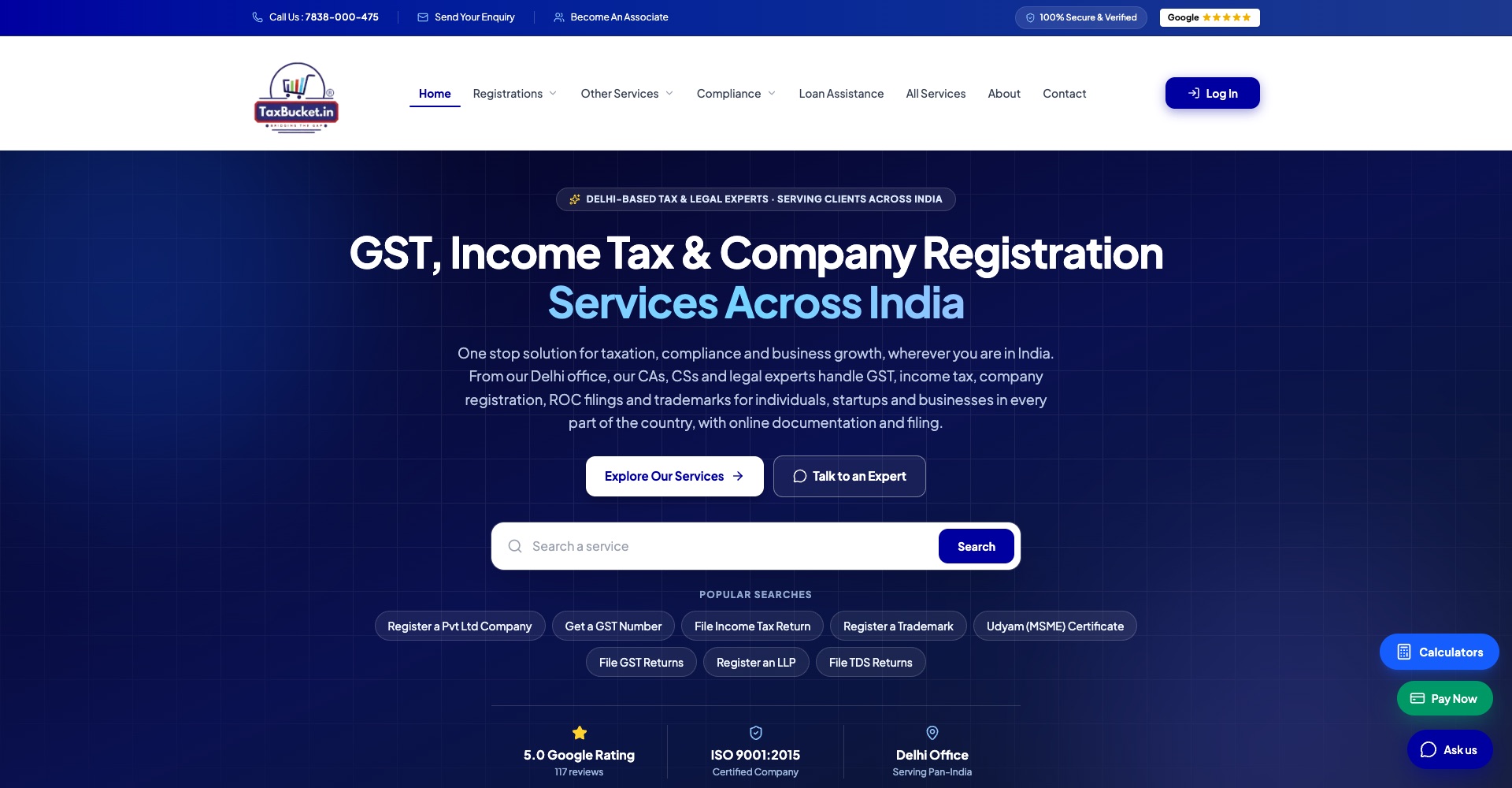 TaxBucket — Tax, GST & Company Registration Services Platform screenshot