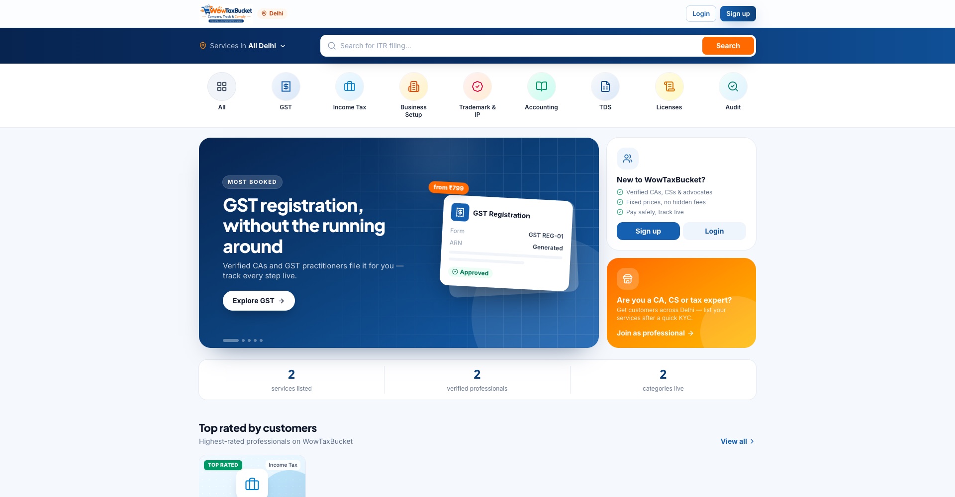 WowTaxBucket — Tax & Compliance Services Marketplace screenshot